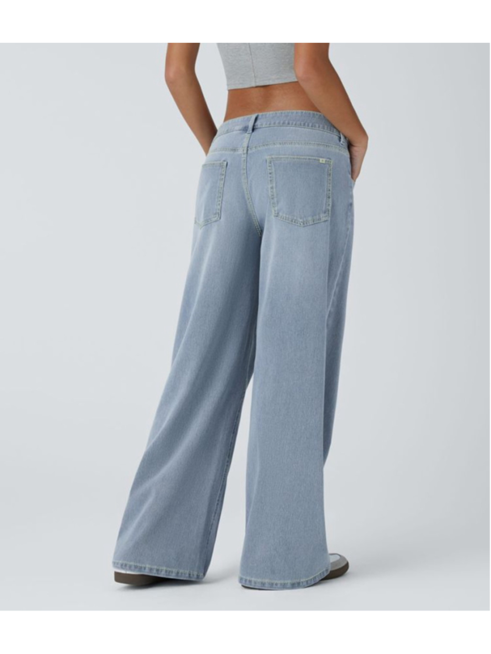 Halara Flex™ Asymmetric Low Rise Baggy Wide Leg Washed Jeans Size Small Long - Picture 2 of 16